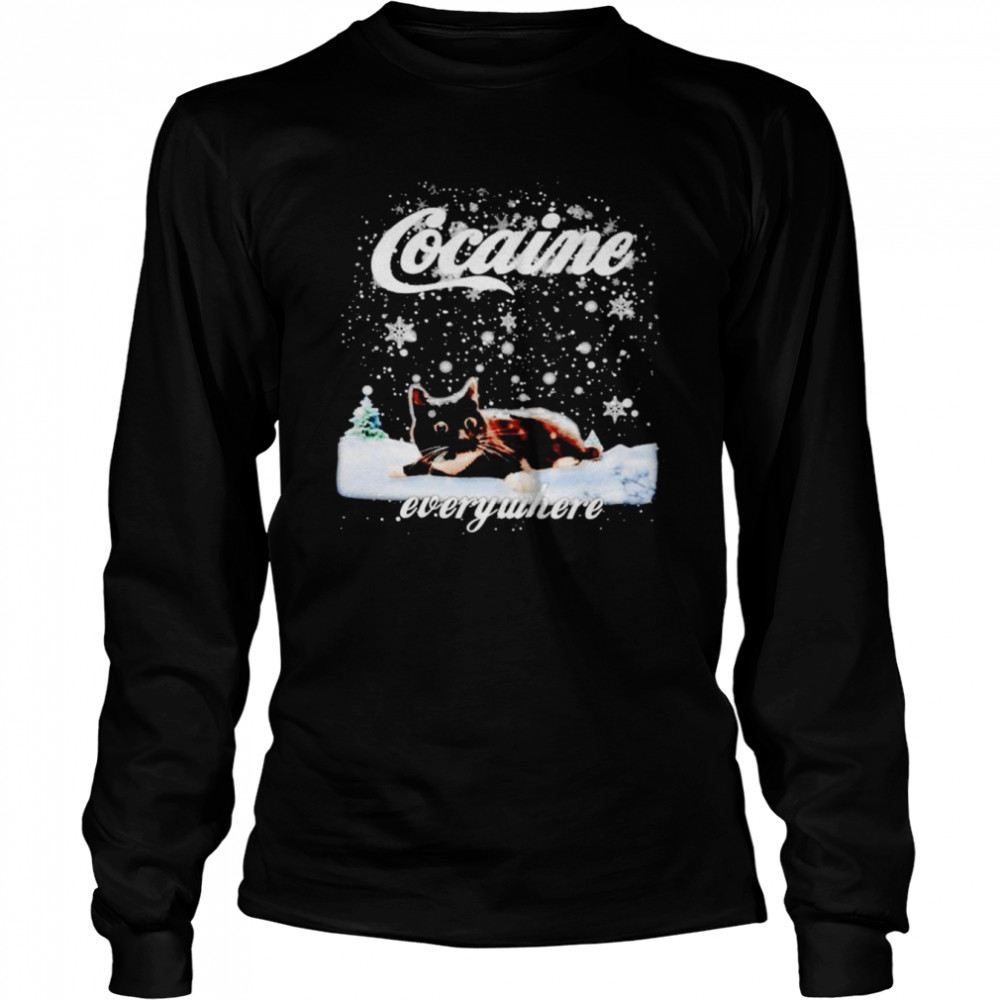 Black cat cocaine everywhere shirt Long Sleeved T-shirt