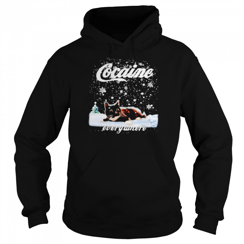 Black cat cocaine everywhere shirt Unisex Hoodie