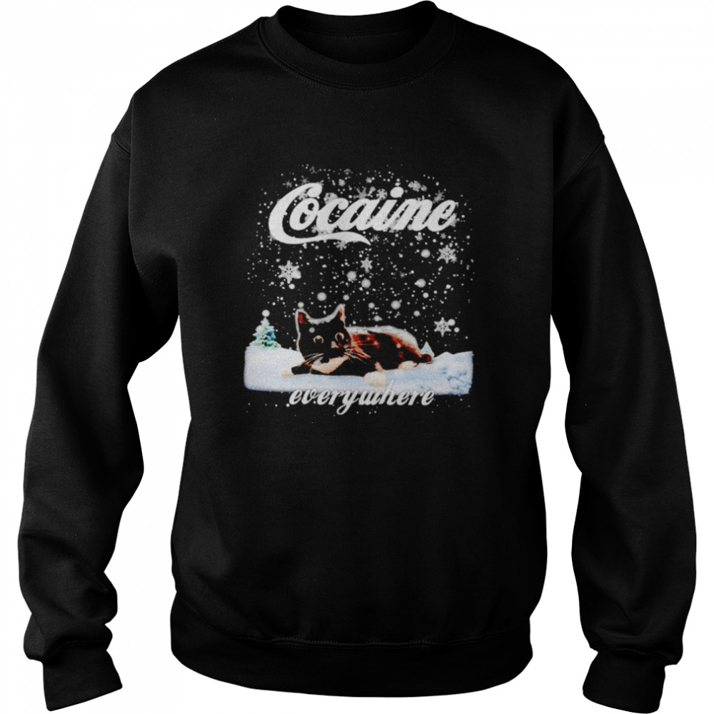 Black cat cocaine everywhere shirt Unisex Sweatshirt