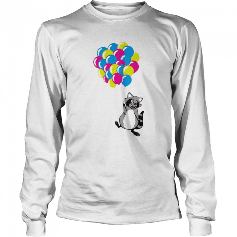 Racoon with balloons shirt Long Sleeved T-shirt