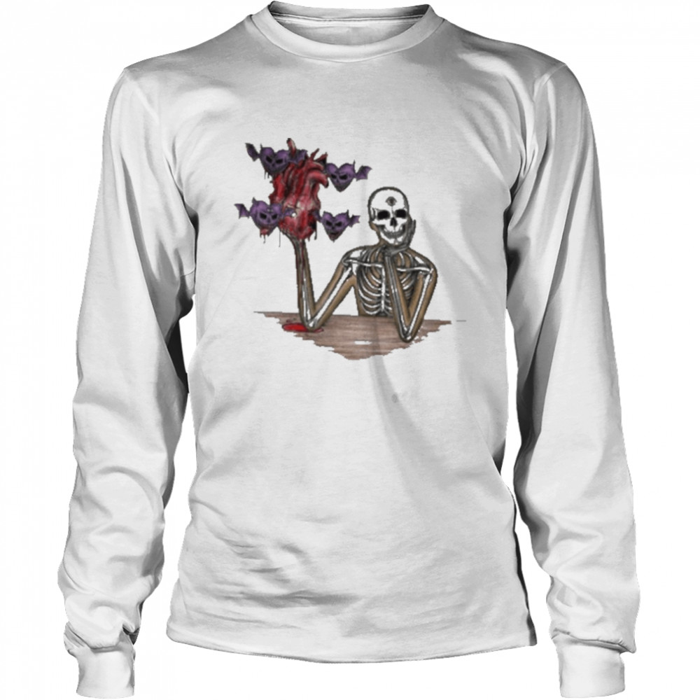 Skeleton And Heart Heart Eaters Long Sleeved T-shirt