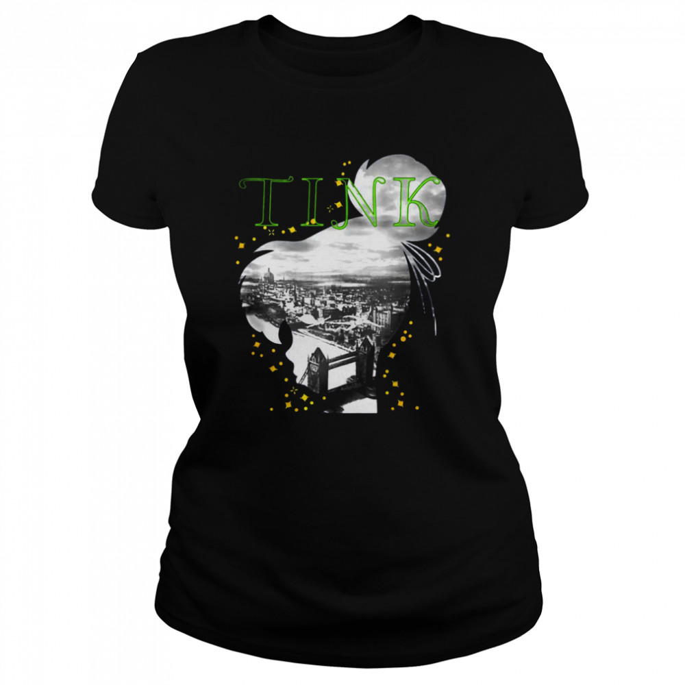 Tinkerbell Silhouette Fill London Bridge Peter Pan Disney And Pixar’s shirt Classic Women's T-shirt