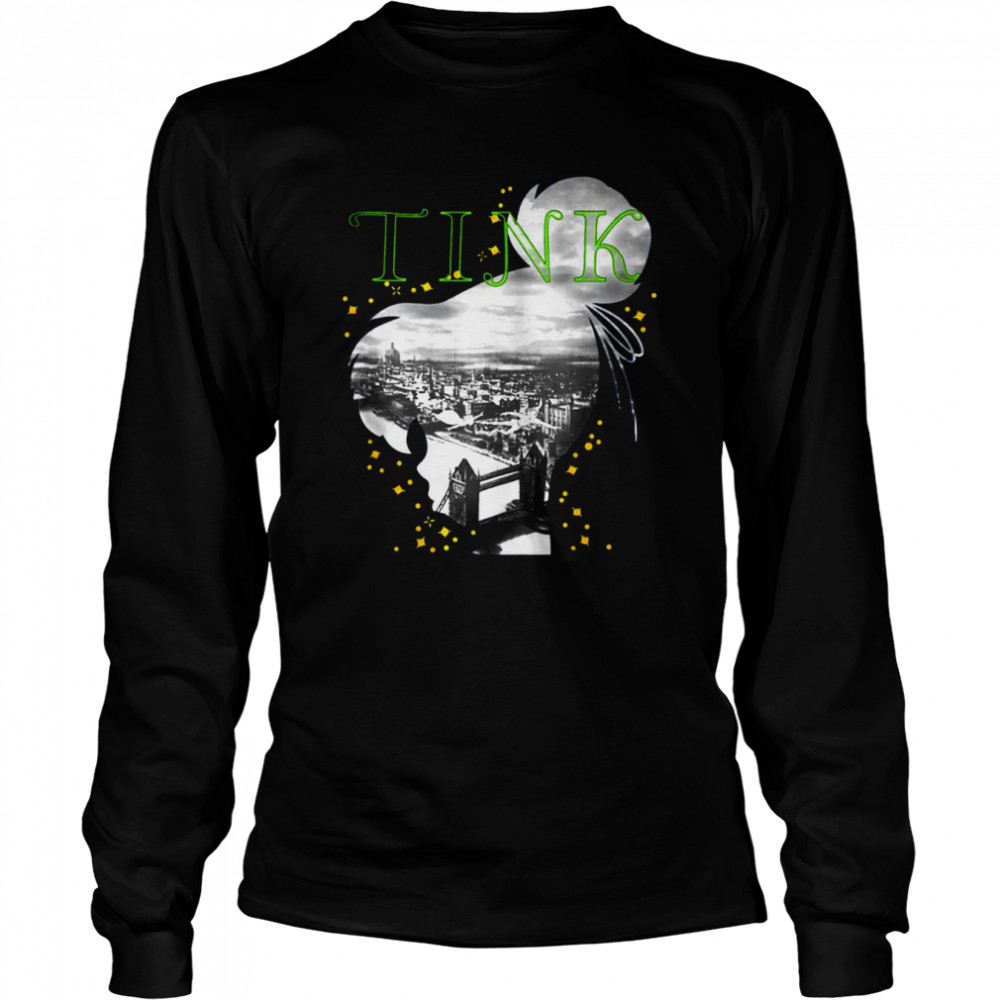Tinkerbell Silhouette Fill London Bridge Peter Pan Disney And Pixar’s shirt Long Sleeved T-shirt