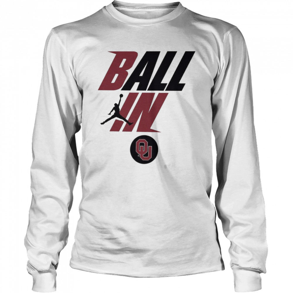 Jordan Men's Oklahoma Sooners White 2022 Basketball Ball in Bench Long Sleeve T-Shirt, Small