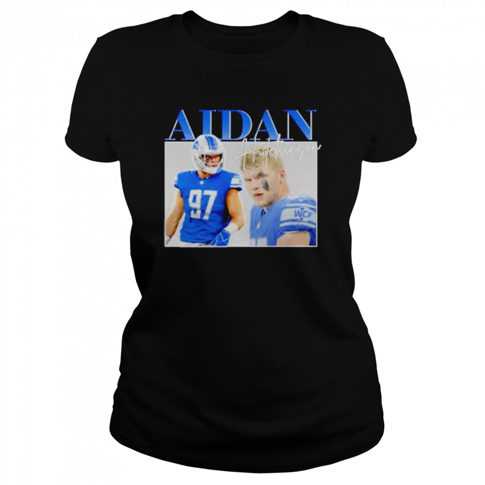 Buy Aidan Hutchinson Detroit Lions Majestic Threads Name & Number Raglan  3/4 Sleeve T-Shirt - Cream/Blue F4900597 Online