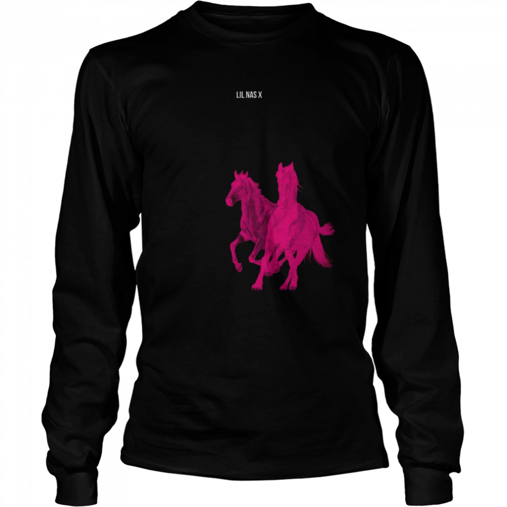 Lil Nas X Tee Pink Horses shirt Long Sleeved T-shirt