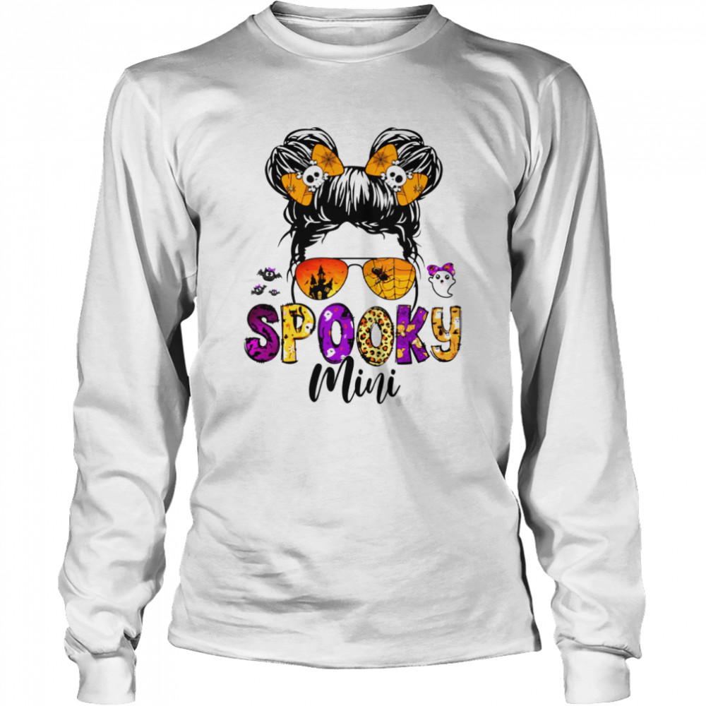 Spooky Mini Cute Messy Bun Girl Halloween shirt Long Sleeved T-shirt