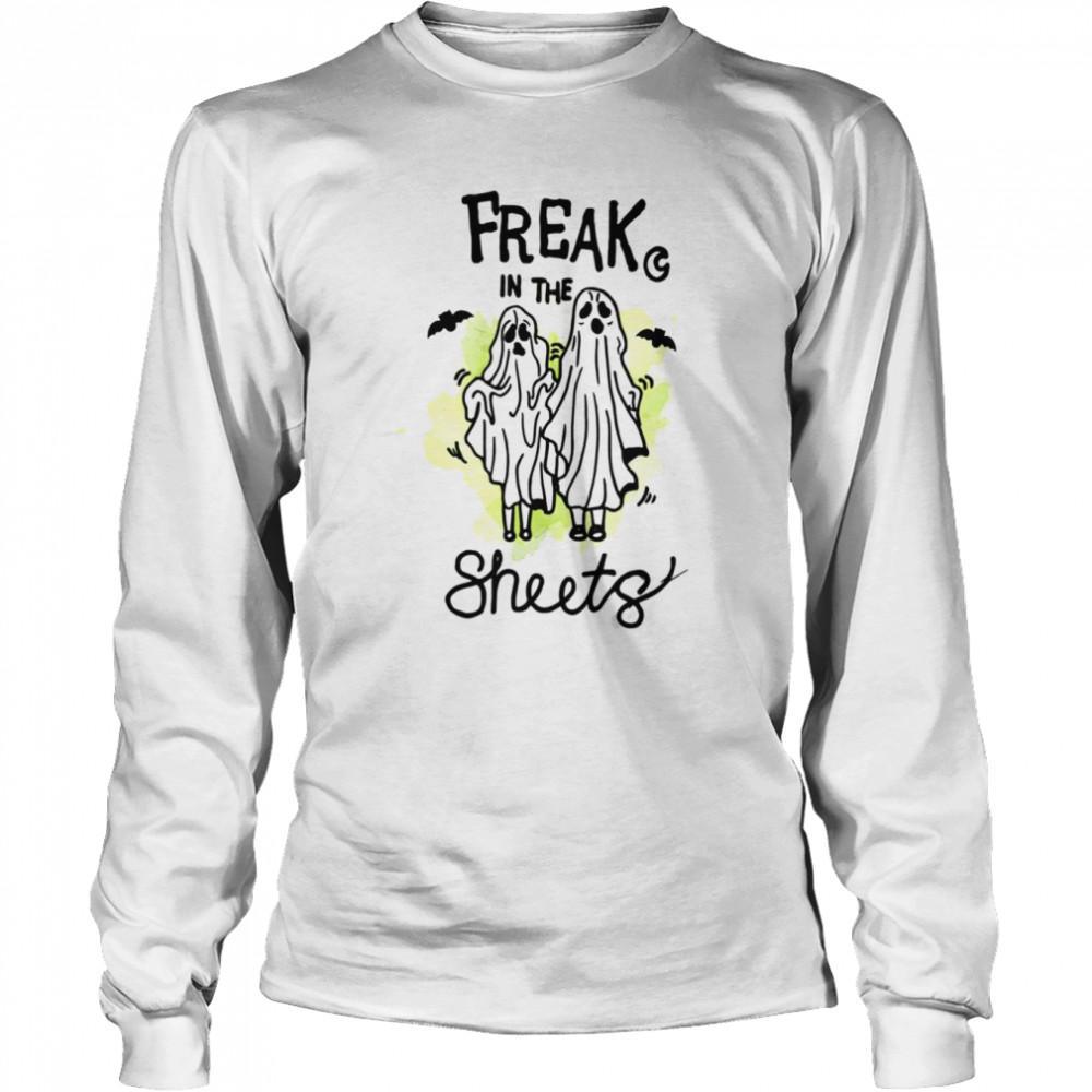 Freak In The Sheets Ghost Neon Green Halloween shirt Long Sleeved T-shirt