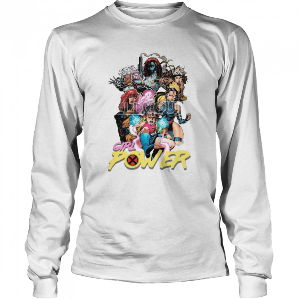 Girl Power Animated Storm Rogue Jubilee Mystique Jean Halloween shirt Long Sleeved T-shirt