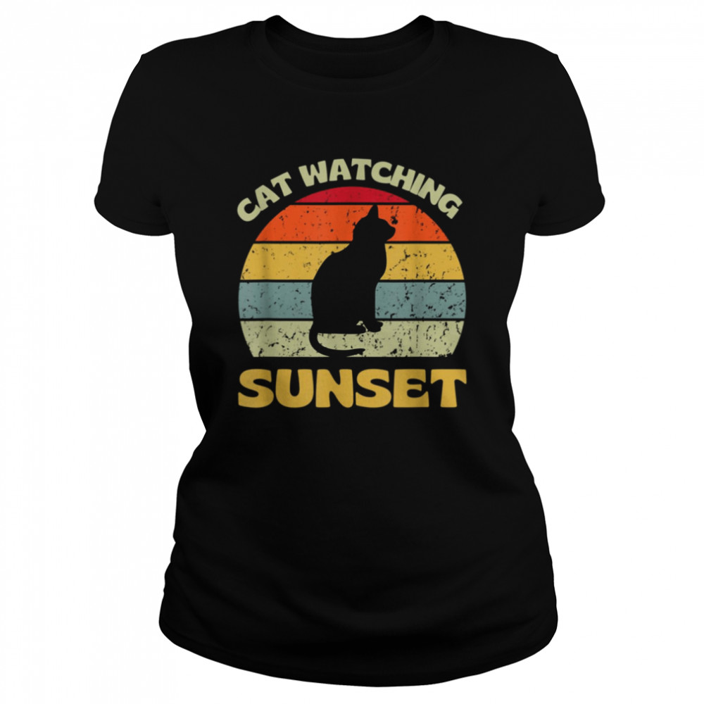 Cat Watching Sunset Vintage shirt Classic Women's T-shirt