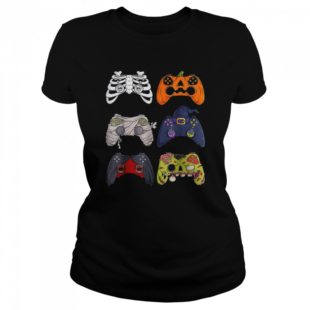 Skeleton Zombie Gaming Controllers Mummy Halloween Game Love T-Shirt - T  Shirt Classic