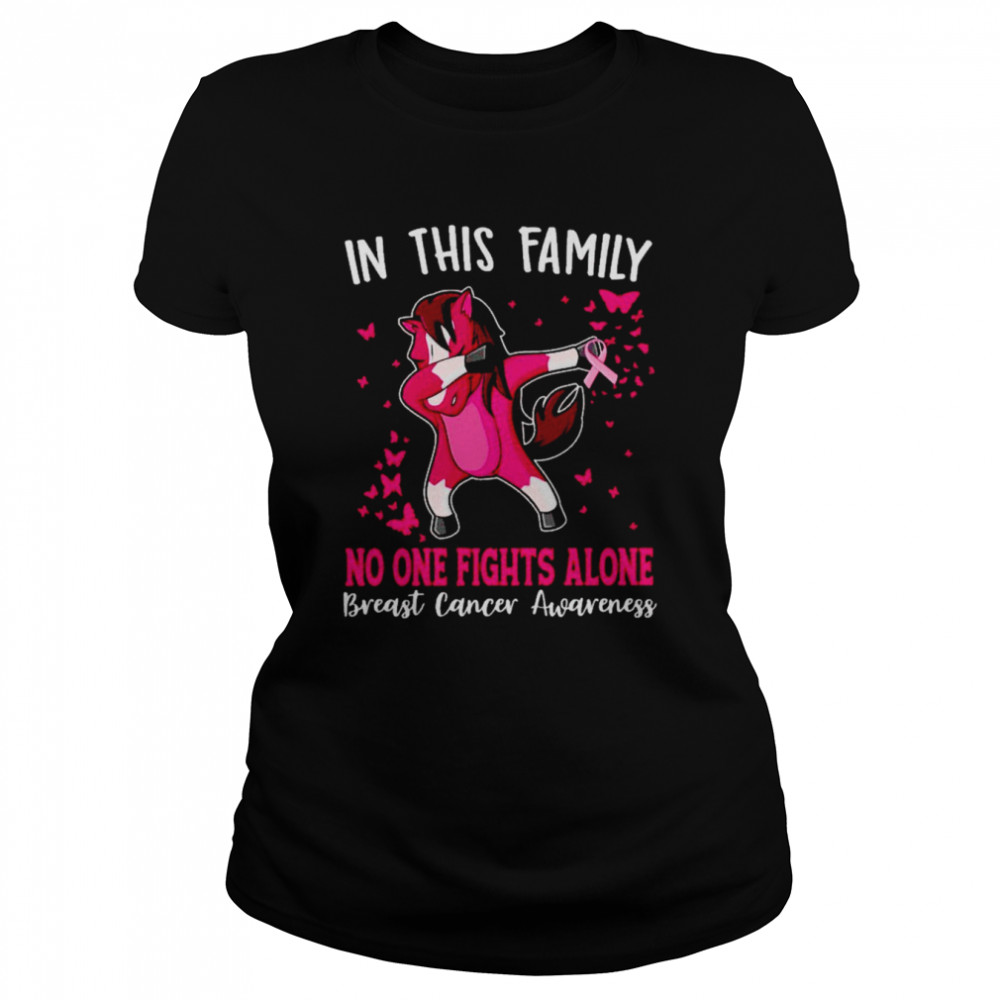 Horse Breast cancer in this family no one fights alone shirt Classic Women's T-shirt