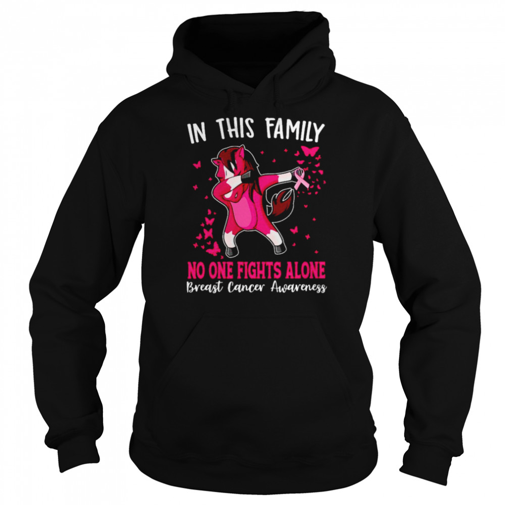 Horse Breast cancer in this family no one fights alone shirt Unisex Hoodie