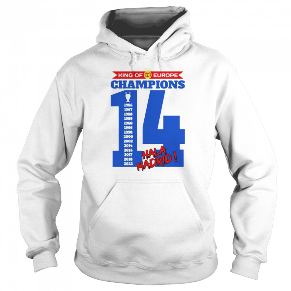 King Of Europe Madrid 14 Champions 2022 Soccer shirt Unisex Hoodie