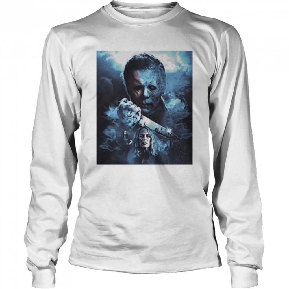 Michael myers laurie strode halloween ends 44 years 2022 horror movie style shirt Long Sleeved T-shirt