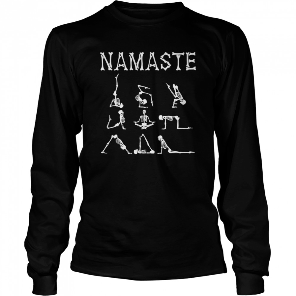 Namaste Skeleton Yoga Lover Costume Gift Halloween shirt Long Sleeved T-shirt