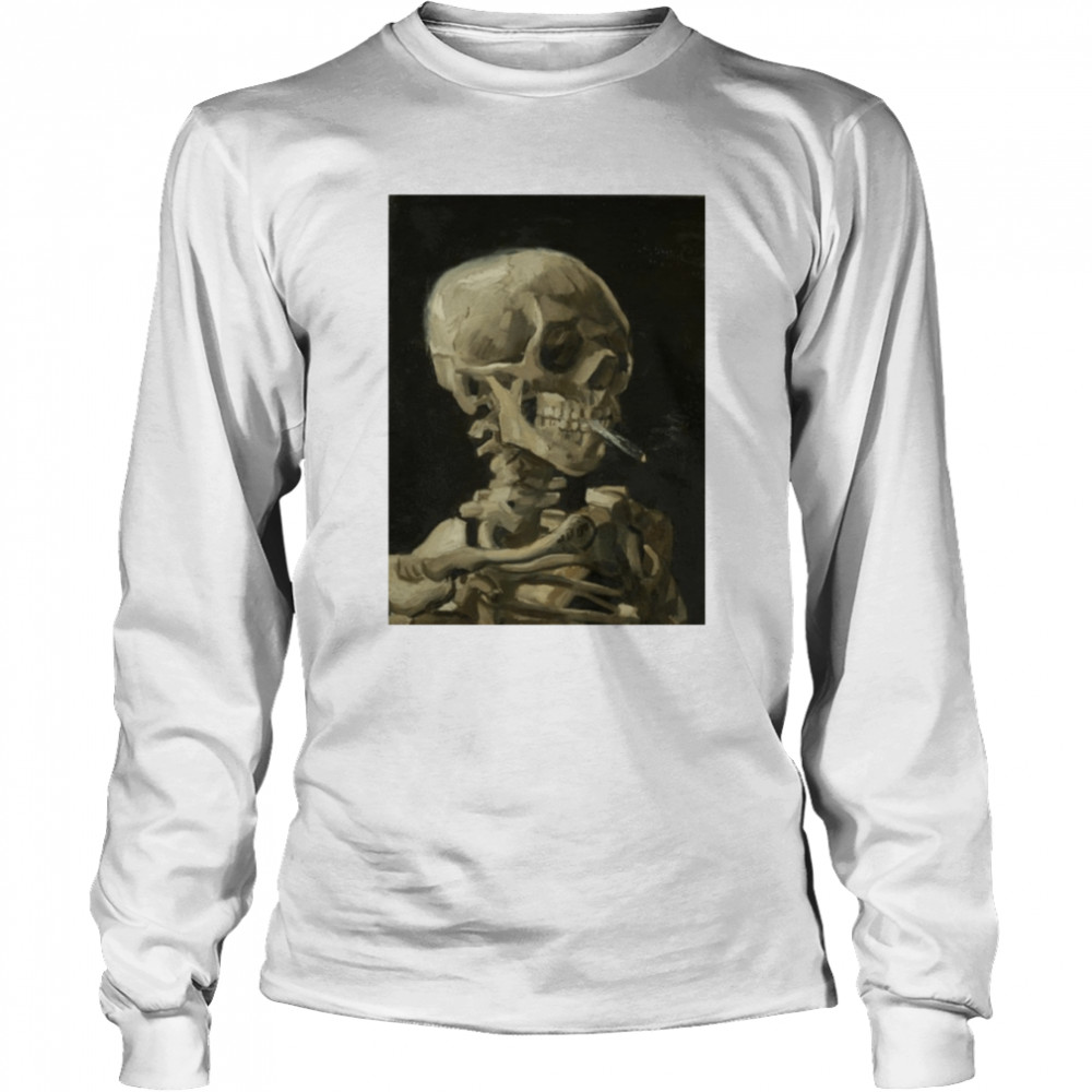 Skeleton smoking a cigarette in 1886 shirt Long Sleeved T-shirt