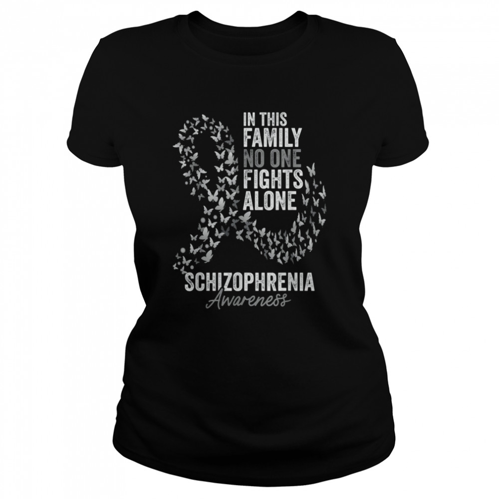 Schizophrenia Awareness Month Butterflies Silver Ribbon T- Classic Women's T-shirt