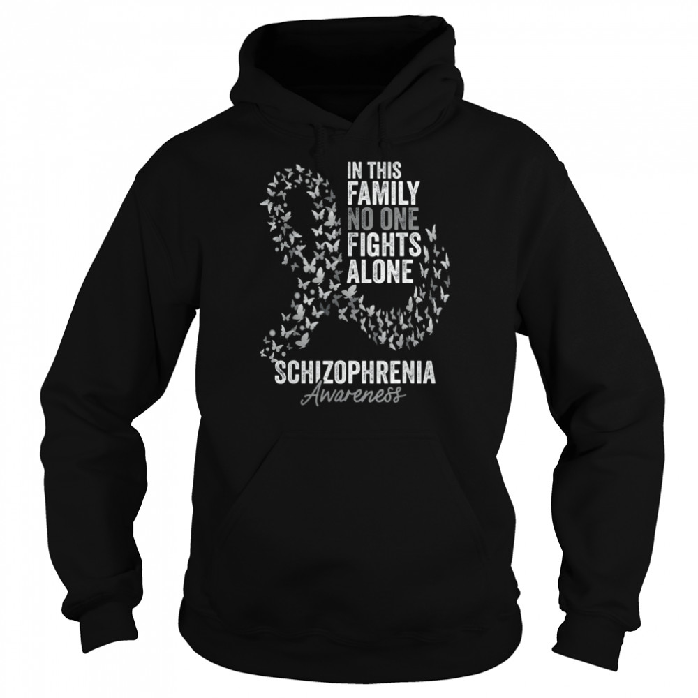 Schizophrenia Awareness Month Butterflies Silver Ribbon T- Unisex Hoodie