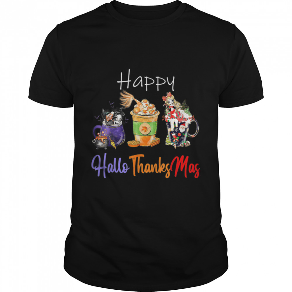 Happy Hallothanksmas Halloween Thanksgiving Christmas T-Shirt B0BKL3HSYV
