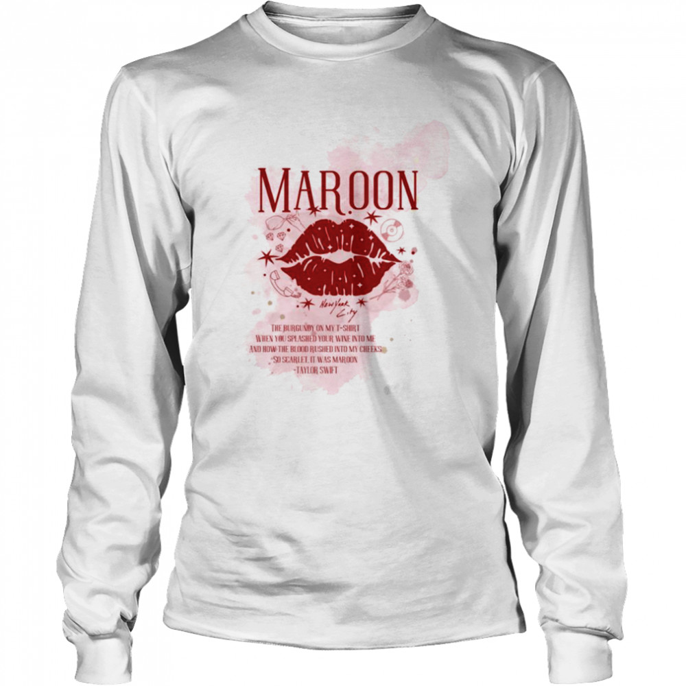 The Burgundy On My T- Maroon – Midnights Album Ts Taylor shirt Long Sleeved T-shirt