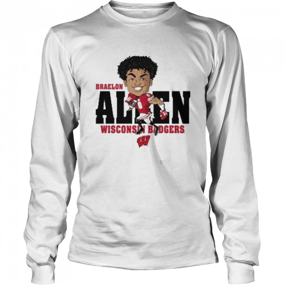 Wisconsin Badgers white Braelon Allen drawing t-shirt Long Sleeved T-shirt