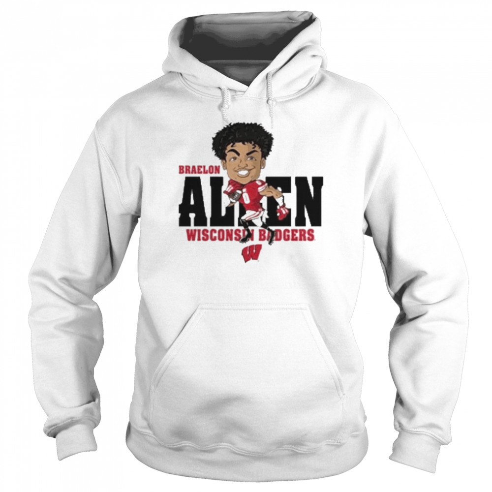 Wisconsin Badgers white Braelon Allen drawing t-shirt Unisex Hoodie