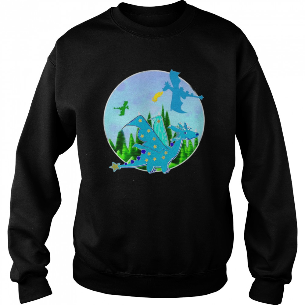 Blue Cartoon Dragon With Stars Wings And Star Tail shirt Unisex Sweatshirt