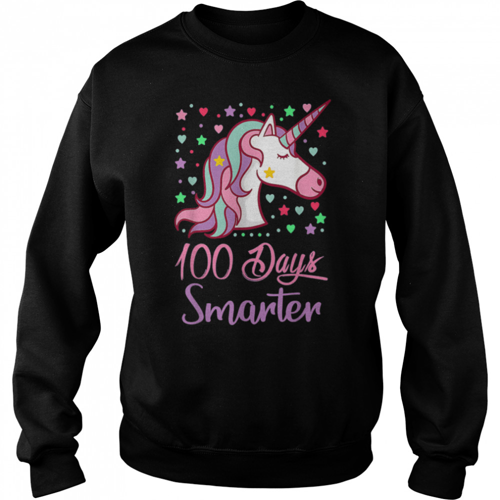 100 Days Smarter Women Girls Unicorn 100th Day Of School T- B0BMPK5KB1 Unisex Sweatshirt