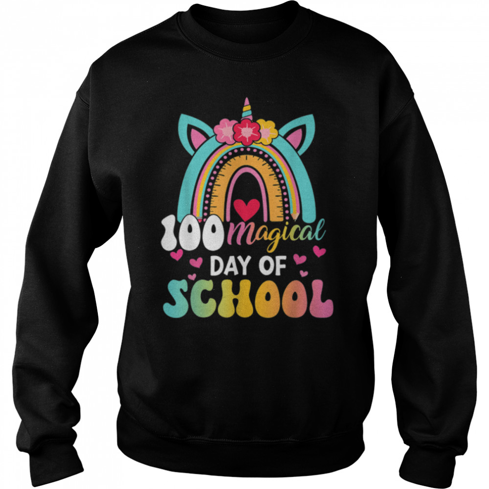100 Magical Days Of School Rainbow Unicorn Girl Kid Teacher T- B0BMPRV9QN Unisex Sweatshirt