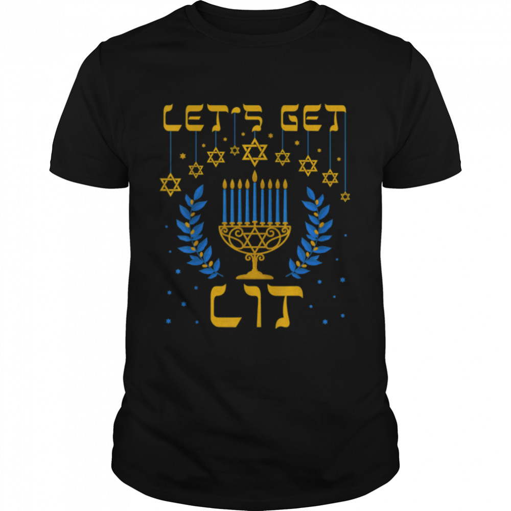 Let’s Get Lit Hanukkah Shirt Jew Menorah Jewish Chanukkah T-Shirt B08N7SFL19