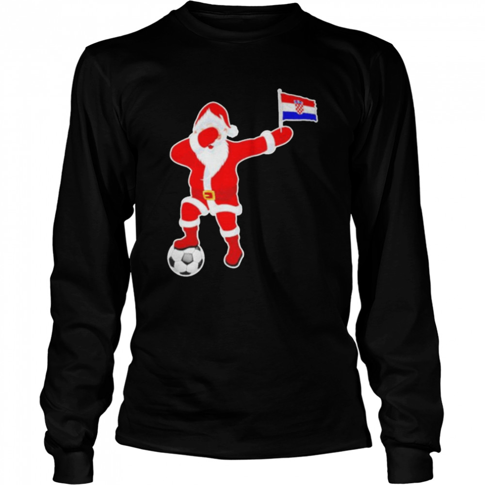 Best croatia soccer dabbing Santa Christmas Croatian flag shirt Long Sleeved T-shirt