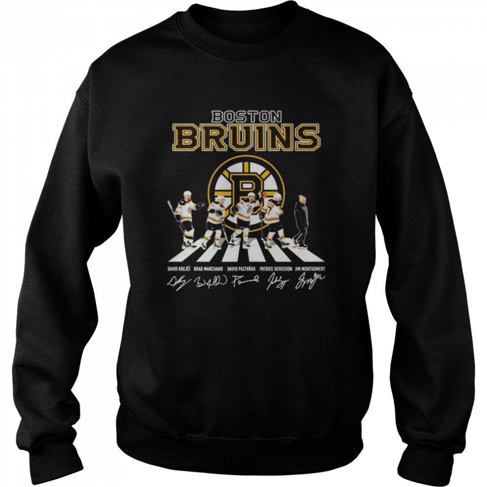 Boston Bruins Krejci Marchand Pastrnak Bergeron And Montgomery Abbey Road Signatures  Unisex Sweatshirt