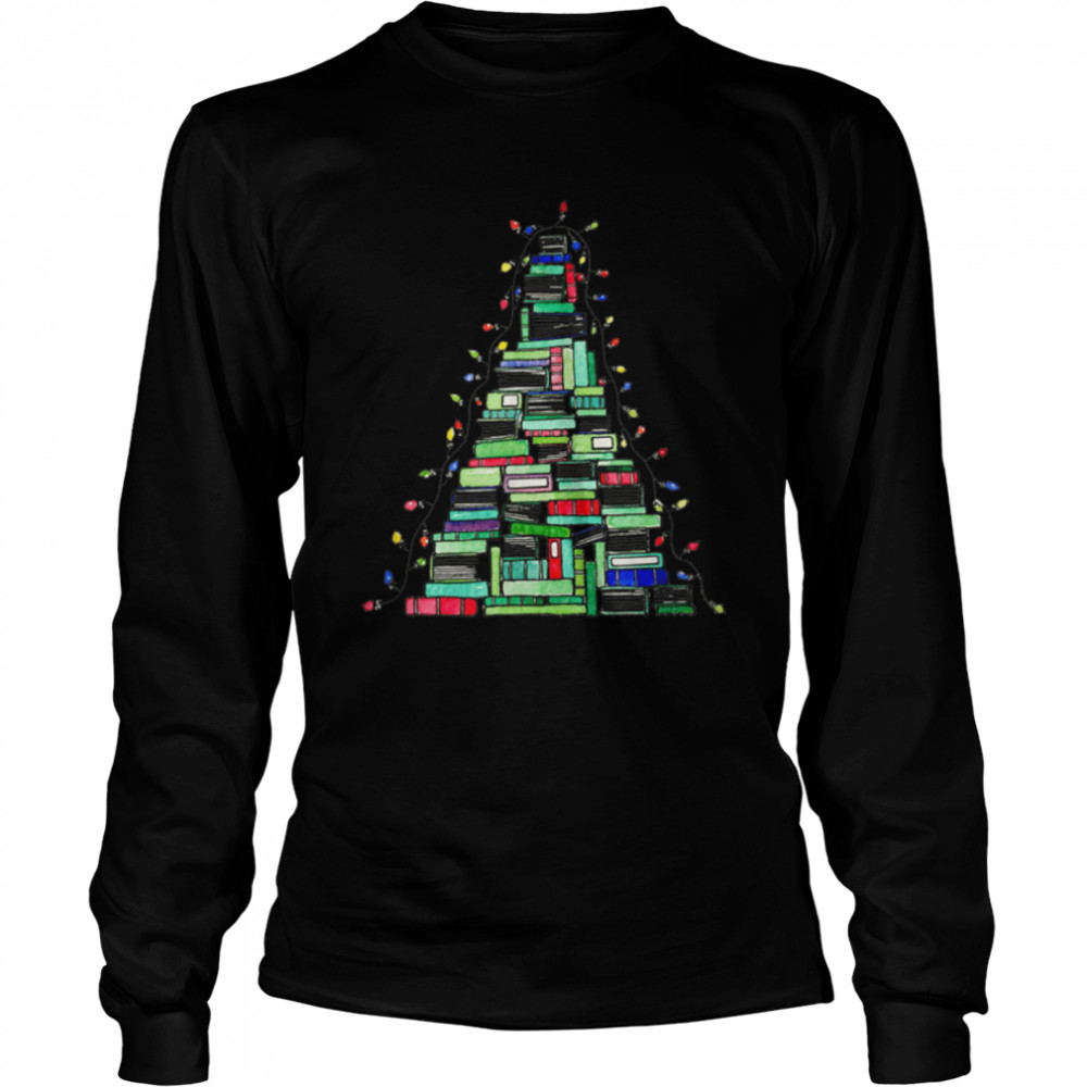 Christmas Book Tree Family Pajamas T- B0BN8VZ2MW Long Sleeved T-shirt