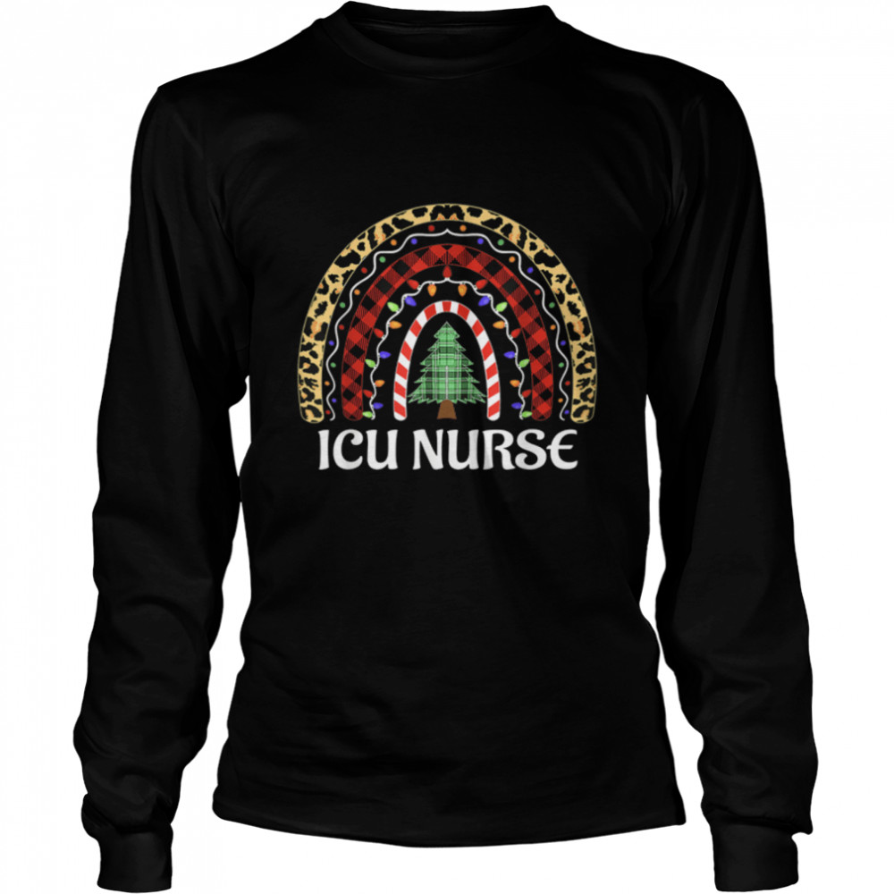 Christmas ICU Nurse Leopard Rainbow Nurse Xmas Christmas T- B0BN8PHX9S Long Sleeved T-shirt