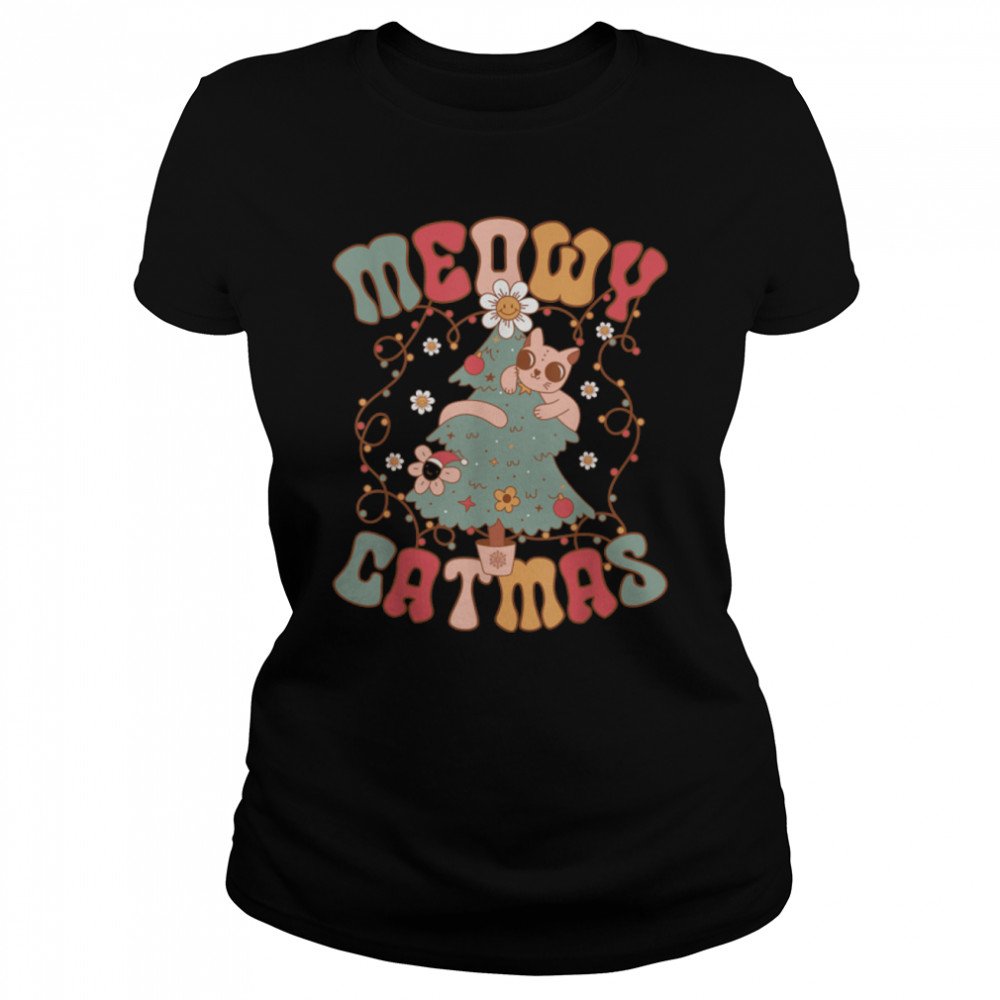 Meowy Catmas Groovy Christmas T- B0BN8TNX1K Classic Women's T-shirt
