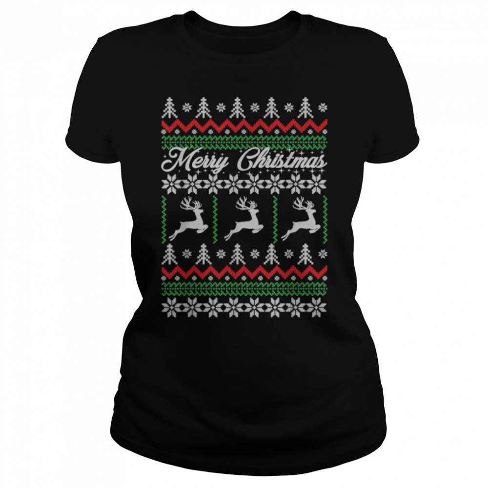 Merry Christmas Buffalo Red Plaid Funny Ugly Christmas T- B0BN8V1QT7 Classic Women's T-shirt