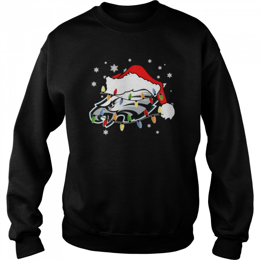 Philadelphia Eagles Logo Santa Hat Light Christmas shirt Unisex Sweatshirt