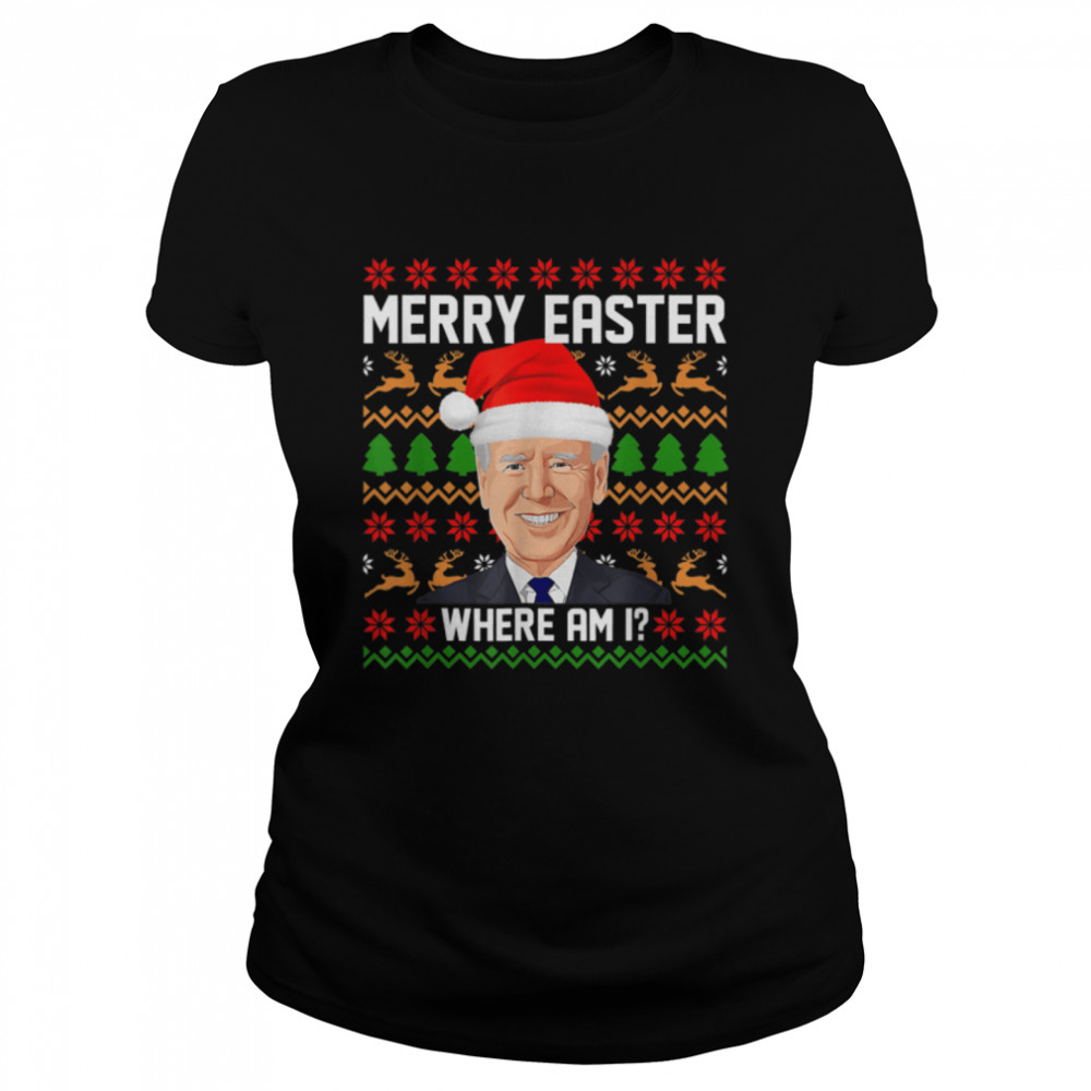 Santa Joe Biden Happy Easter Ugly Christmas T- B0BN8S6FW5 Classic Women's T-shirt