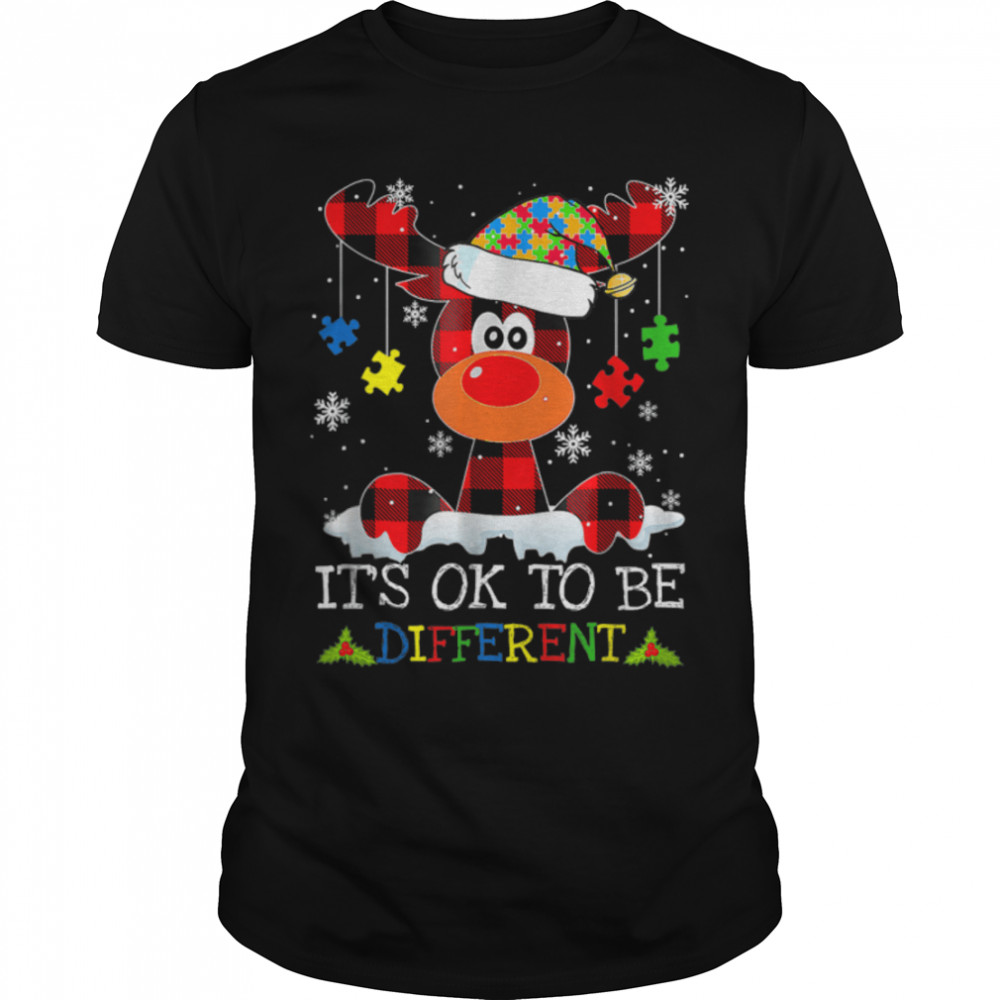 Xmas It’s OK To Different Reindeer Autism Christmas Family T-Shirt B0BN8QJWD6