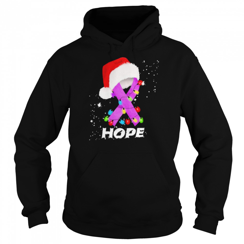 Breast Cancer Christmas Santa Hat Violet Ribbon light  Unisex Hoodie