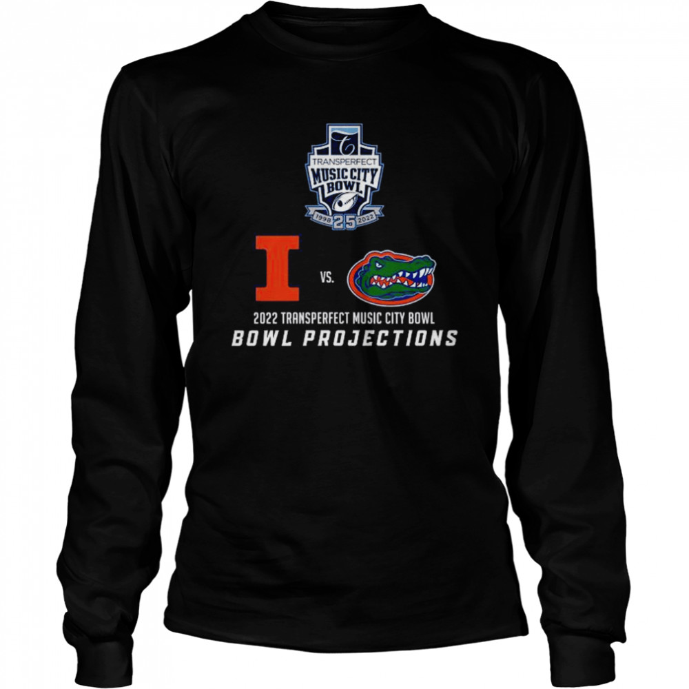 Illinois Strength vs Florida Gators 2022 Transperfect Music City Bowl Bowl Projections shirt Long Sleeved T-shirt