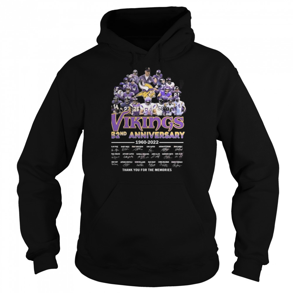 Vikings 62nd Anniversary 1960 – 2022 Thank You For The Memories T- Unisex Hoodie