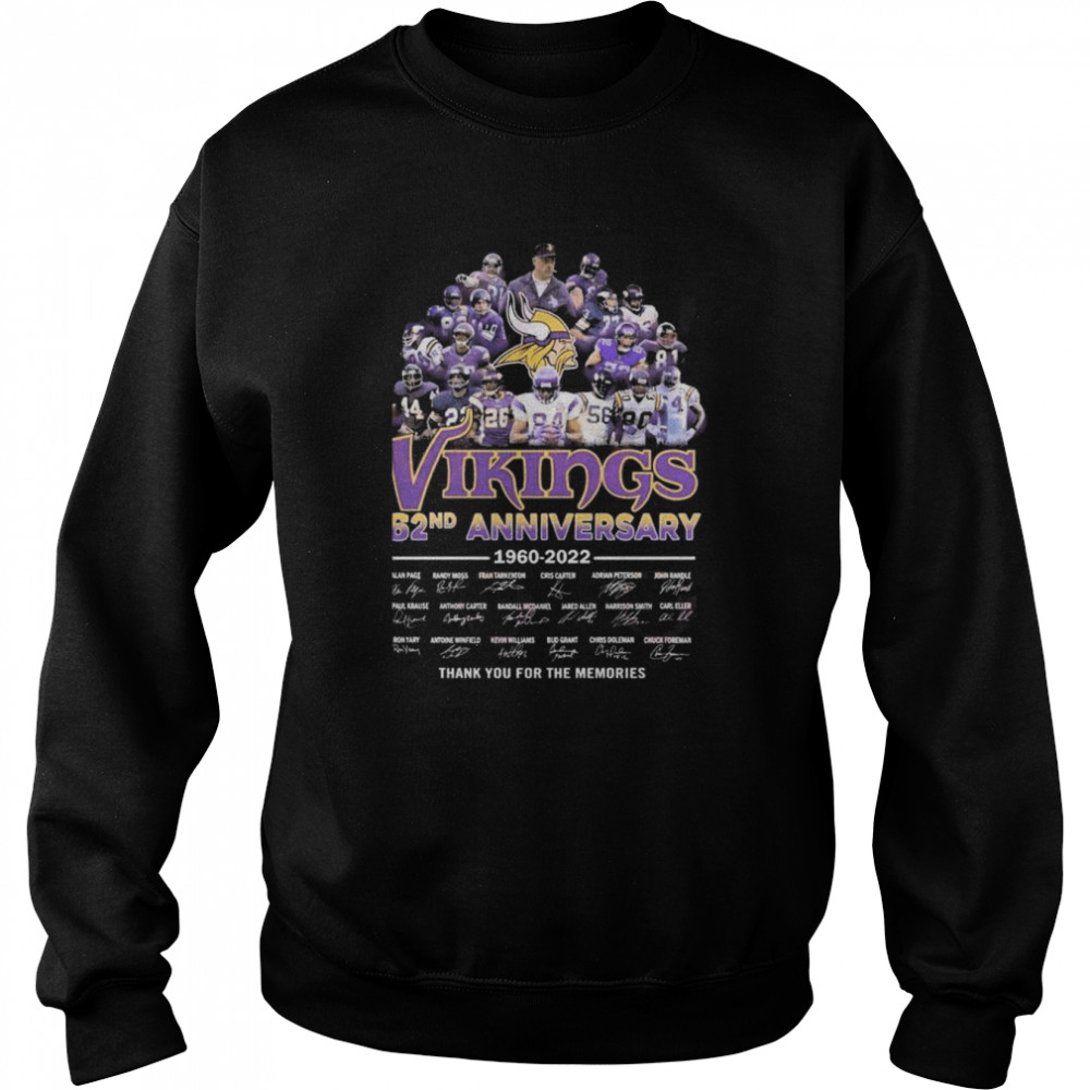 Vikings 62nd Anniversary 1960 – 2022 Thank You For The Memories T- Unisex Sweatshirt