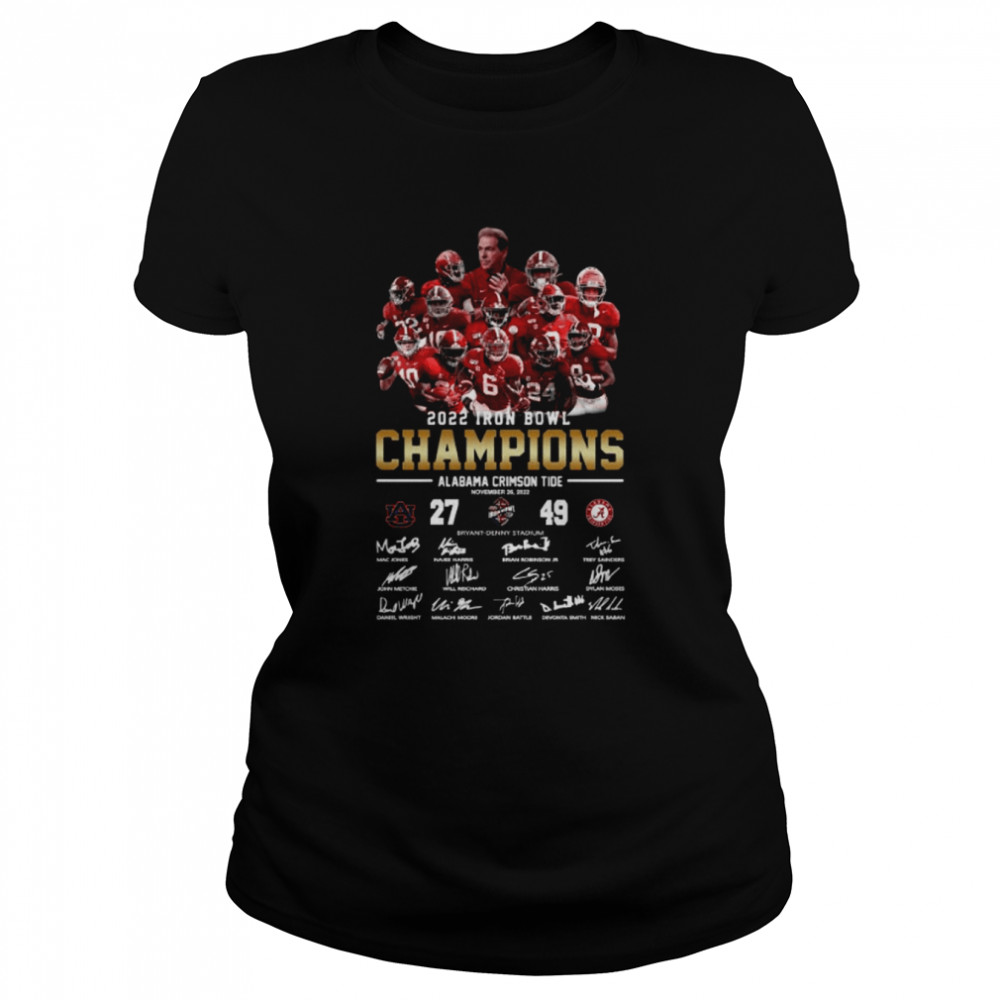 Alabama Crimson Tide Team 2022 Iron bowl Champions signatures shirt Classic Women's T-shirt