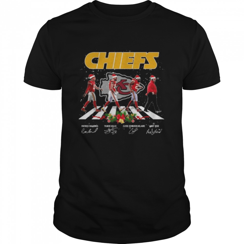 Best satan Kansas city Chiefs abbey road signatures 2022 Christmas shirt