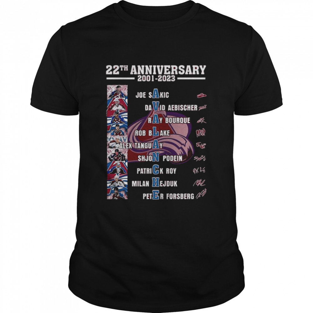 Colorado Avalanche team 22th anniversary 2001-2023 signatures shirt