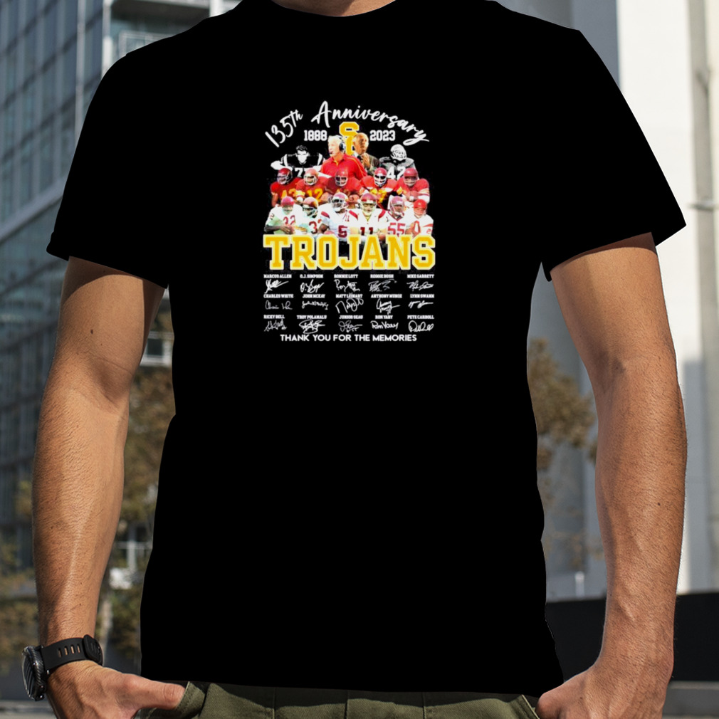 135th USC Trojans anniversary 1888 2023 thank you for the memories signatures shirt