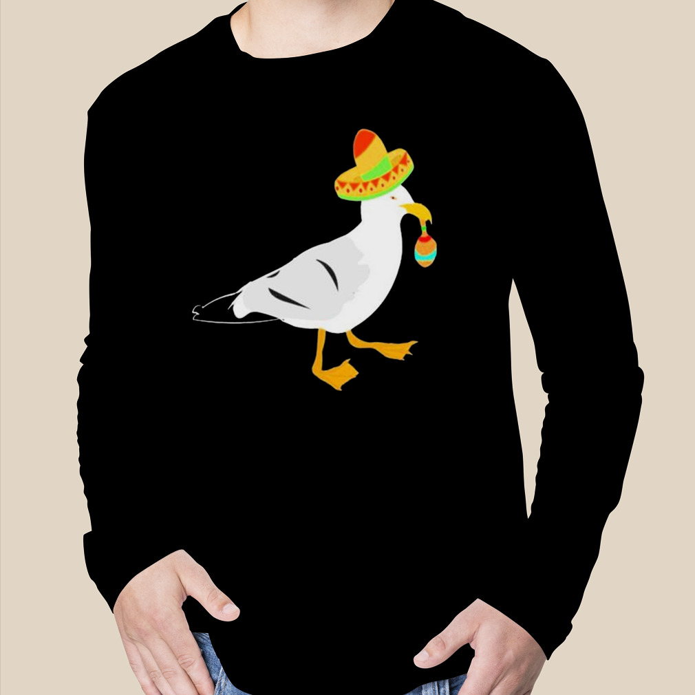 Mexican Seagull Sombrero Costume Maraca Funny Bird Shirt