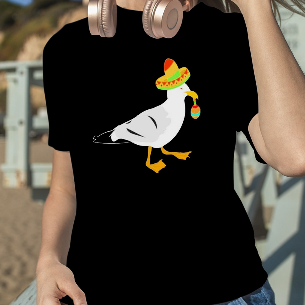 Mexican Seagull Sombrero Costume Maraca Funny Bird Shirt